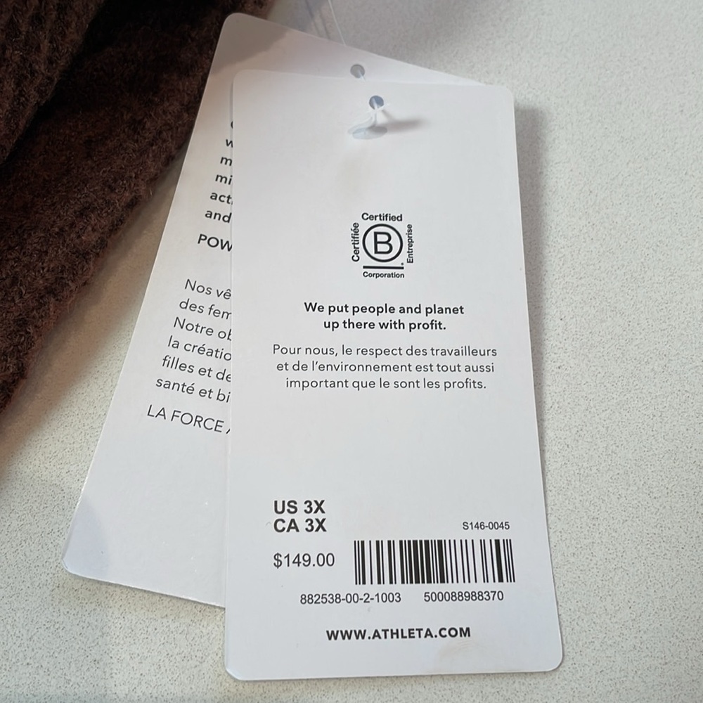 🆕 Athleta Layover Merino Wool Blend Crew Sweater, Chocolate, Size 3X - Picture 9 of 10